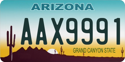 AZ license plate AAX9991