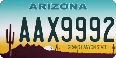 AZ license plate AAX9992