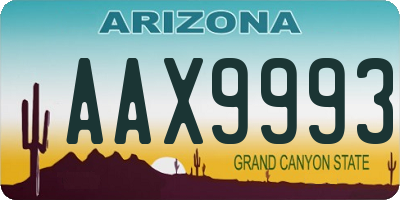 AZ license plate AAX9993