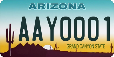 AZ license plate AAY0001
