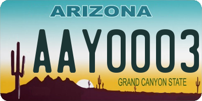 AZ license plate AAY0003