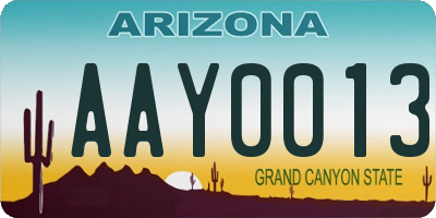 AZ license plate AAY0013