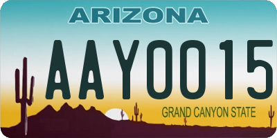 AZ license plate AAY0015