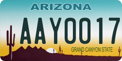 AZ license plate AAY0017