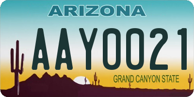 AZ license plate AAY0021