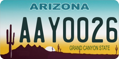 AZ license plate AAY0026