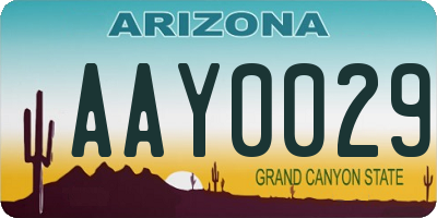 AZ license plate AAY0029