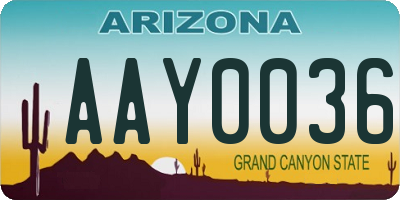 AZ license plate AAY0036