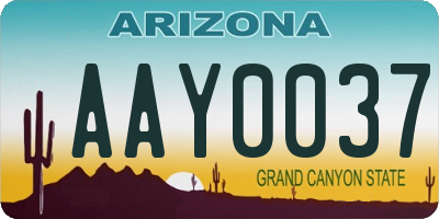 AZ license plate AAY0037