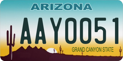 AZ license plate AAY0051