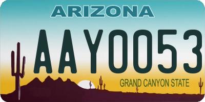AZ license plate AAY0053