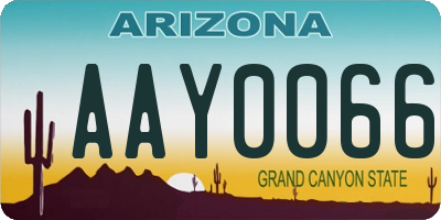AZ license plate AAY0066