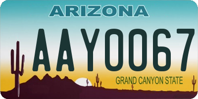 AZ license plate AAY0067