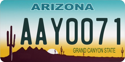 AZ license plate AAY0071