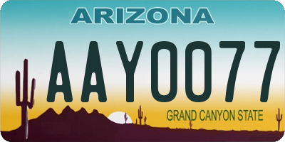 AZ license plate AAY0077