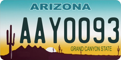 AZ license plate AAY0093