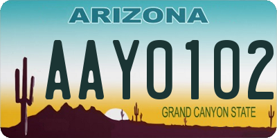 AZ license plate AAY0102