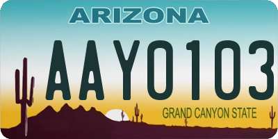 AZ license plate AAY0103