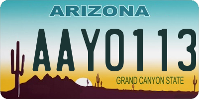 AZ license plate AAY0113