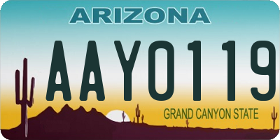 AZ license plate AAY0119