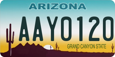AZ license plate AAY0120