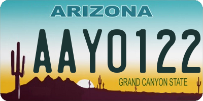 AZ license plate AAY0122