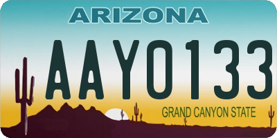 AZ license plate AAY0133
