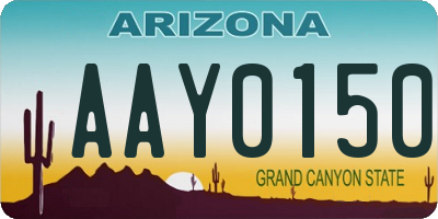 AZ license plate AAY0150