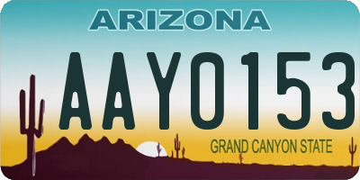 AZ license plate AAY0153