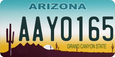 AZ license plate AAY0165