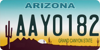 AZ license plate AAY0182