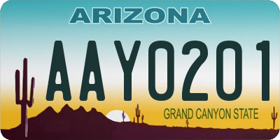 AZ license plate AAY0201