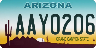 AZ license plate AAY0206