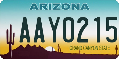 AZ license plate AAY0215