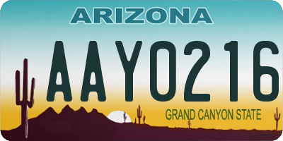 AZ license plate AAY0216