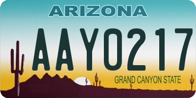 AZ license plate AAY0217