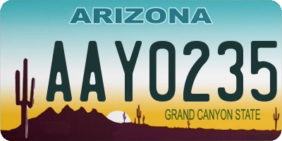 AZ license plate AAY0235