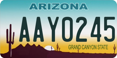 AZ license plate AAY0245