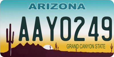 AZ license plate AAY0249
