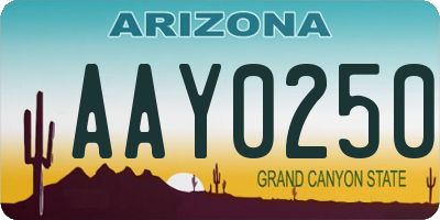 AZ license plate AAY0250