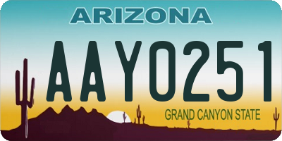 AZ license plate AAY0251