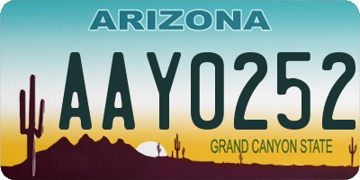 AZ license plate AAY0252