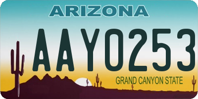 AZ license plate AAY0253