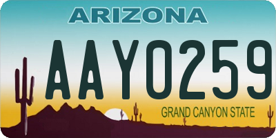 AZ license plate AAY0259