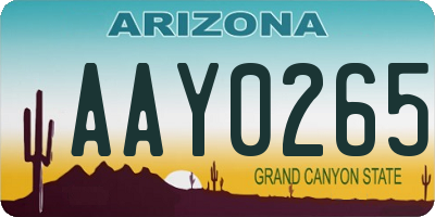 AZ license plate AAY0265