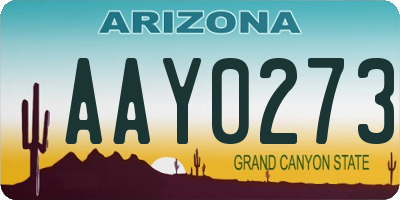 AZ license plate AAY0273