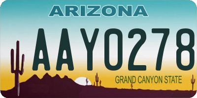 AZ license plate AAY0278