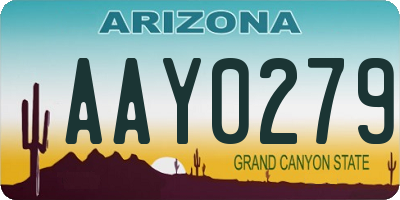 AZ license plate AAY0279