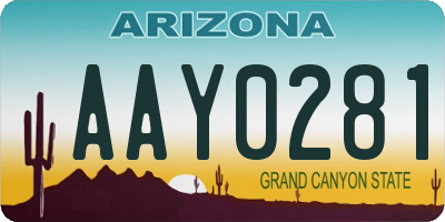AZ license plate AAY0281