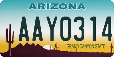 AZ license plate AAY0314